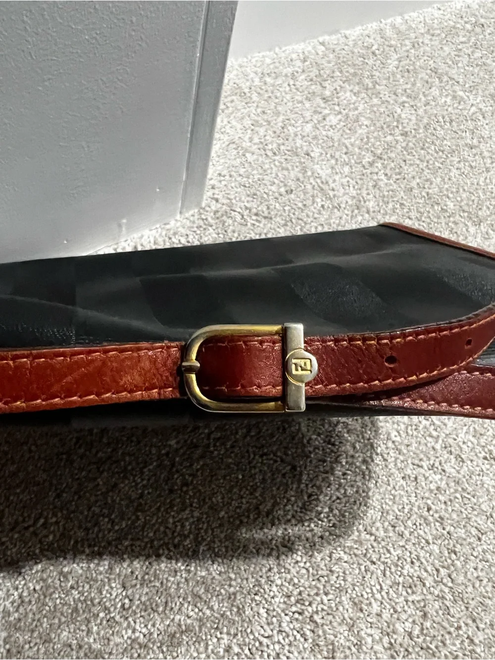 Vintage Fendi Pequin Striped Flap Shoulder/Crossbody Bag